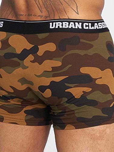 Urban Classics Pack de 2 Calzoncillos Tipo bóxer, Camo de Madera y Camuflaje, XXXXL para Hombre