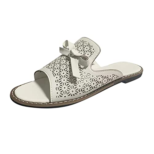 URIBAKY - Zapatillas de ocio para mujer, para interiores y exteriores, transpirables, transpirables, para playa, zapatos con tacón cerrado, blanco, 37 EU