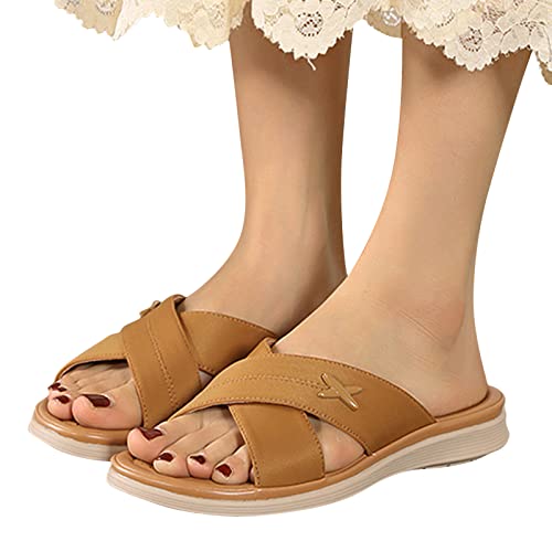 URIBAKY - Zapatos de tacón para mujer, con diseño de pantuflas y pantuflas, amarillo, 39 EU