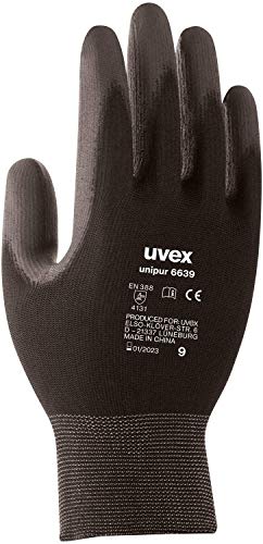 Uvex 10 pares de guantes de trabajo Unipur 6639 con recubrimiento de PU - Guantes de protección mecánica EN 388 - Talla 07/S