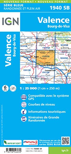 Valence / Bourg-de-Visa (2019) (Top 25 & série bleue - Carte de randonnée)