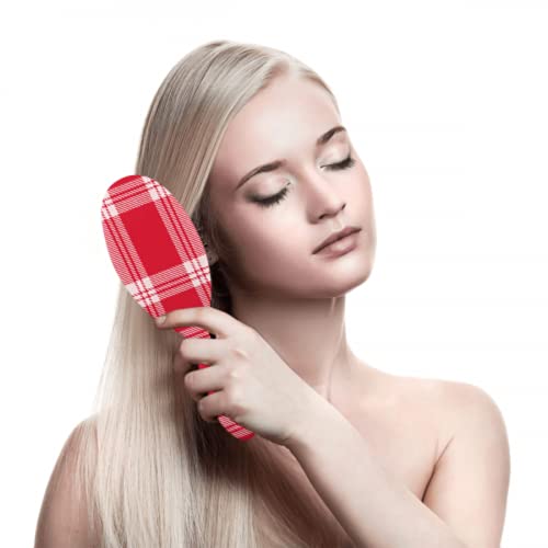 Vector Red White Plaid Tartan Peine para el cabello para hombres Reduce el encrespamiento y masajea el cuero cabelludo Peine Cepillos para el cabello para mujeres Cepillos para el cabello con brillo
