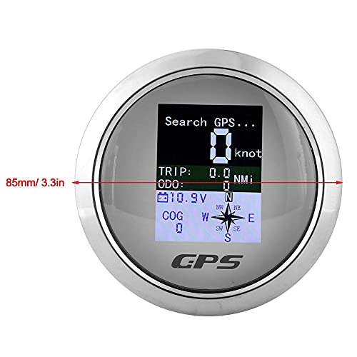 Velocímetro Aramox de 85 mm para coche, barco, medidores de velocidad digitales impermeables de acero inoxidable con punteros de dirección GPS de 8(Esfera blanca)