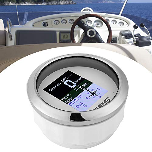 Velocímetro Aramox de 85 mm para coche, barco, medidores de velocidad digitales impermeables de acero inoxidable con punteros de dirección GPS de 8(Esfera blanca)