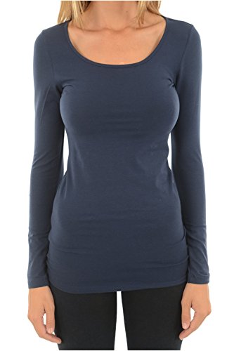 Vero Moda Damen VMMAXI My LS Soft Long U-Neck NOOS' Langarmshirt, Blau (Black Iris), 36 (Herstellergröße: Small)