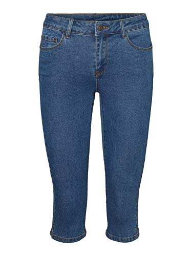 Vero Moda Vmhot Seven NW Dnm Slit Knicker Color Jeans, Medio De Mezclilla Azul, M para Mujer