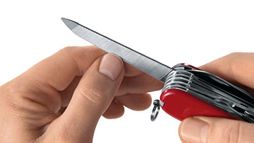 Victorinox Wenger Navaja pequeña con 7 funciones incluyendo lima para uñas y tijera con microdentado, color rojo