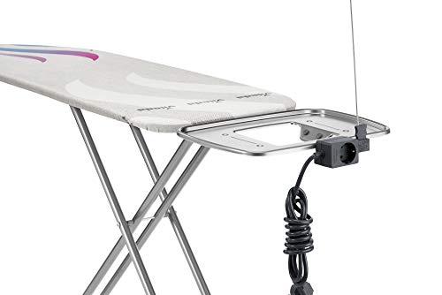 Vileda Total Reflect M Plus 167345 - Tabla de Planchar (Superficie de 120 x 38 cm, Altura Regulable 75-96 cm, Soporte para Plancha, Enchufe, Soporte para Cables, Gris, Talla única, 167345, Eco-Pack