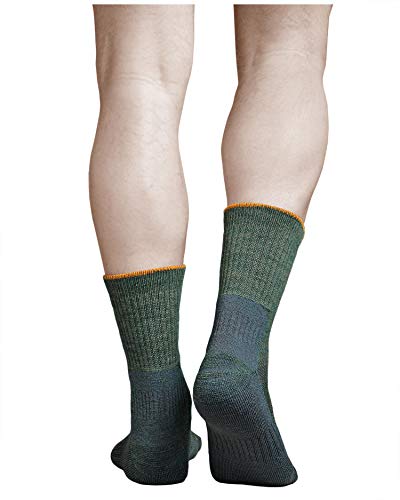 vitsocks Calcetines Senderismo Lana MERINO Trekking Anti-ampollas Hombre Calientes Acolchados, 2x pack: verde gris, 43-46