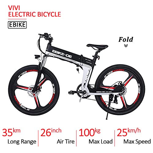 Vivi Bicicleta Eléctrica Plegable para Adultos,Bici Electrica Montaña de 26 Pulgadas,Bicicleta Electrica Urbana E-Bike,250W 36V/8Ah Batería Extraíble,Velocidad máxima 25 km/h (7-Velocidades)