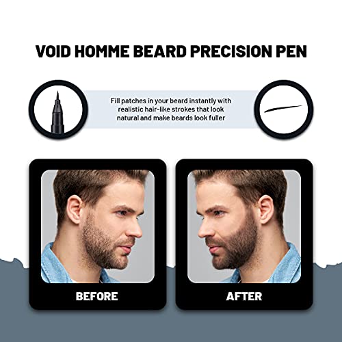 VOID Homme - Barba de precisión de barba (Negro) Barba de llenado de barba precisa, sudor y baño a prueba de manchas rellenos para look natural