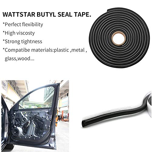 wattstar Cinta de Sellado de butilo de 1 Pieza, Kit de reparación de Faros de 15 pies, Sellos de Caucho butílico Negro para Faros, autocaravanas, Parabrisas, Puertas y Ventanas