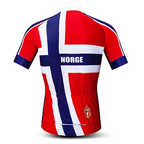 Weimostar Camisetas de Ciclismo para Hombre Camisetas de Ciclismo Camisas de Manga Corta con Cremallera Completa Ropa de Bicicleta Noruega Rojo XXL