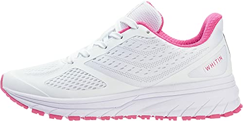 WHITIN Zapatillas de Deporte Mujer Zapatos para Correr Calzado Deportivo Zapatillas de Running Sneaker Transpirable Gimnasio Bambas Ligero Tenis Rosa Blanco 43