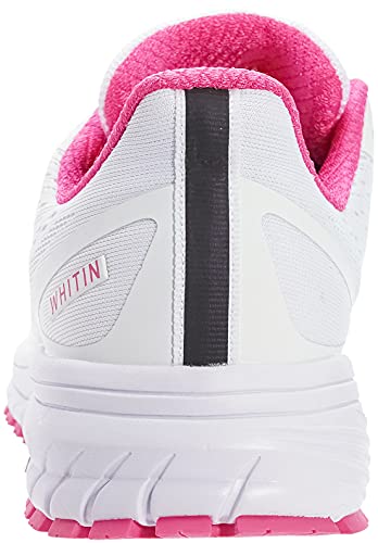 WHITIN Zapatillas de Deporte Mujer Zapatos para Correr Calzado Deportivo Zapatillas de Running Sneaker Transpirable Gimnasio Bambas Ligero Tenis Rosa Blanco 43