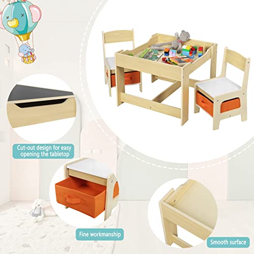 WOLTU 3 uds. Grupo de Asientos para Niños Mesa y 2 Sillas con Espacio de Almacenamiento para Juegos de Niños en Edad Preescolar Muebles para Niños SG002