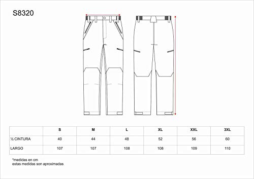 Work Team Pantalón Impermeable Caza y Pesca Combinado. Dos Bolsos de Abertura Inclinada en los costados y Dos Bolsos Laterales, Todos Interiores con c Hombre Gris+Negro L