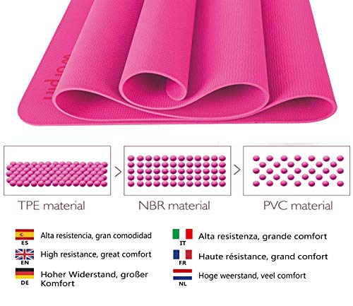 WORPIN, Esterilla Deporte Yoga Pilates Fitness Colchoneta Gimnasia Antideslizante, 183x61cm con Funda y Correa de Hombro, Material TPE ecologico