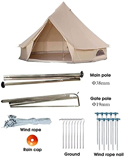 WXHHH Carpa Carpa de Lona con Orificio para Estufa Carpas de Lona de algodón Carpa de yurta para Acampar Carpa Impermeable de 4 Estaciones para Acampar en Familia al Aire Libre Glamping, Tipi de Lujo