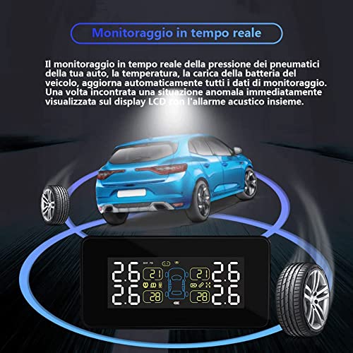 WYYHAA TPMS Sistema De Monitoreo De Presión, con 4 Externa del LCD De Visualización En Tiempo Real Y Función De Alarma para Casas Rodantes Autocaravanas (0-116 PSI)