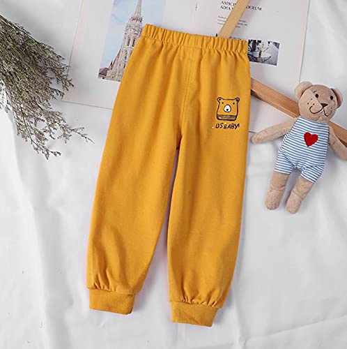 XM-Amigo Pantalones de algodón puro para niños y niñas, pantalones de primavera y otoño, pantalones casuales, pantalones de chándal de chándal - 2 piezas, Azul-amarillo, 100 cm 