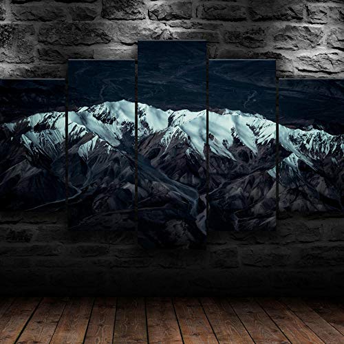 XYYYDS- Cartel de la Naturaleza de la montaña del Glaciar antártico -Cuadro XXL Impresiones En Lienzo 5 Piezas Cuadro Moderno En Lienzo Decoración para El Arte De La Pared HD Impreso Mural