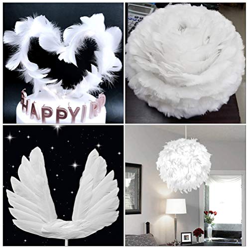 YANSHON Plumas Naturales de Ganso 300pcs Blanco Natural Plumas de Gallo Manualidades Decoración para Disfraces Hats, Hogar Bricolaje, Ropa Casa Fiesta, Accesorio de Disfraz