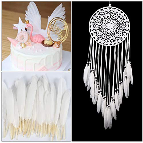 YANSHON Plumas Naturales de Ganso 300pcs Blanco Natural Plumas de Gallo Manualidades Decoración para Disfraces Hats, Hogar Bricolaje, Ropa Casa Fiesta, Accesorio de Disfraz