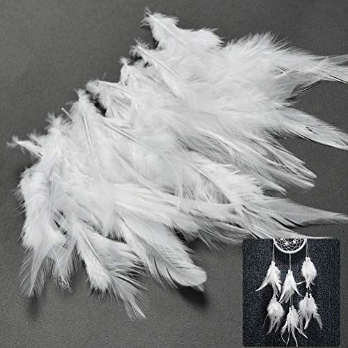 YANSHON Plumas Naturales de Ganso 300pcs Blanco Natural Plumas de Gallo Manualidades Decoración para Disfraces Hats, Hogar Bricolaje, Ropa Casa Fiesta, Accesorio de Disfraz