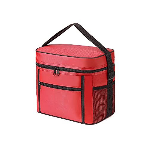 YeenGreen Bolsa Nevera Pequeña Portatil, Cooler Bag Pack 10L, Bolsa Térmica Plegable, Neveras de Acampada, Bolsa Comida Termica con Correa Ajustable para Picnic Pesca Oficina, Reutilizable, Rojo