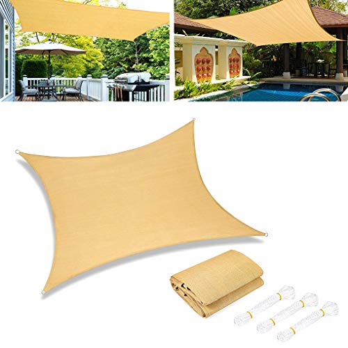 Yidaxing Toldo Vela de Sombra Rectangular 3 x 3 Metros, Protección Rayos UV Toldo Lmpermeable para Patio, Jardín, Exteriores, Color Arena