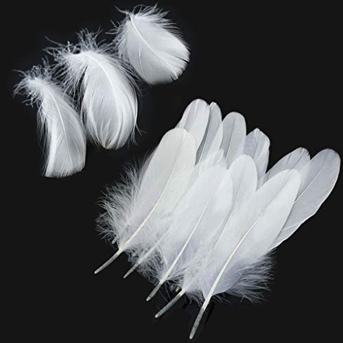 Yiiky Plumas blancas, 300 piezas de artesanía natural Plumas de ganso para disfraces, bolsos, decoración de aretes, atrapasueños de bricolaje, festival de bodas, decoraciones para fiestas en el hogar