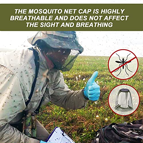 Yisscen Mosquitera de Cabeza,5pcs Anti Mosquitos Red de Cabeza,Control de Insectos al Aire Libre Gorra de Pesca Mosquito Head Net Protección Facial para Camping, Actividades al Aire Libre(Verde)