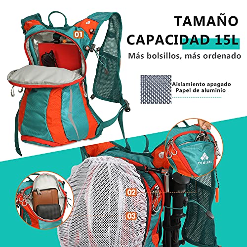 YOMINSI Mochila de Hidratacion Ligero 15L Mochila Ciclismo Pequeña Impermeable Mochila Correr Mochila Bicicleta Ultraligera para Mujer y Hombre Montaña Mochila al Aire Libre Viaje Trail Running