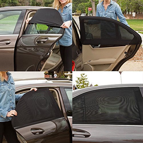 Yosoo 2Pcs Universal Car Side Window Sun Shade,Breathable Mesh Sun Shield UV Rays/Parasol para Coche Vehículos Camiones SUV, Cortinas para Coche para el Protector de Bebé y Familia contra el Sol