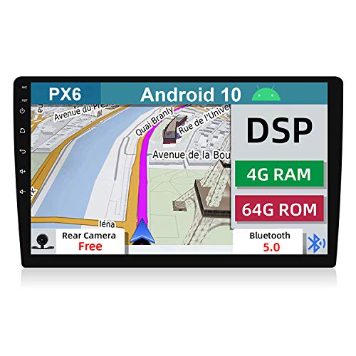 YUNTX [PX6+DSP] Android 10 Universal Autoradio - 4G+64G - 10.1Pulgada Pantalla IPS - Cámara Trasera Gratis - Soporte Dab/GPS/Mandos de Volante/USB / 4G / WiFi/Bluetooth 5.0 /MirrorLink/Carplay