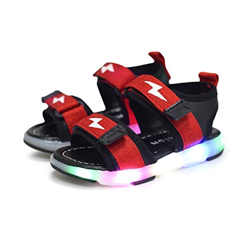 YWLINK Antideslizante Verano Fondo Blando CóModo El Comercio Exterior De NiñOs LED Luz Deportes Playa Zapatos Sandalias Luz Zapatos Rojo, Negro, Gris 21-30 Regalo