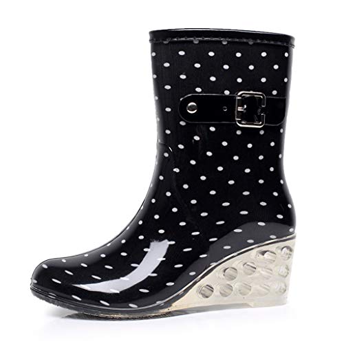 YWLINK Botas De Lluvia Mujer Hunter Zapatos CuñA Botas De Lluvia Hebilla con Cremallera Lateral Transparentes Zapatos De Goma Moda Casual Antideslizante Botas De Nieve PVC TamañO Grande(Blanco,39EU)