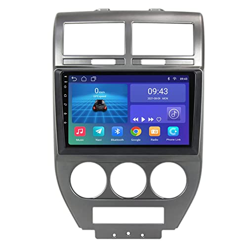 Yzmmt Autorradio Doble DIN Bluetooth for Jeep Brújula 2007-2009, 9 Pulgadas Pantalla Táctil Multimedia, Enlace Espejo por Teléfonos Android/iOS, Radio Am/FM Control del Volante (Color : M500S 4+64G)