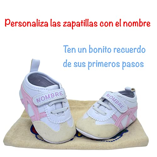 Zapatillas de bebe 0-6 meses personalizadas con nombre - Deportivas niño - Deportivas niña - Regalo bebe personalizado - Incluye Bolsa de Transporte