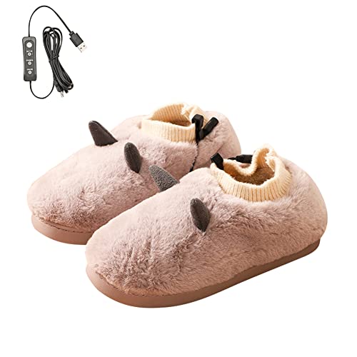 Zapatos con Calefacción Eléctrica USB, Zapatillas con calefacción, Suaves Zapatillas de Invierno de Felpa Calefactadas, Calentador de Pies Eléctrico para Invierno