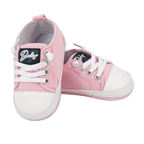 Zapatos para bebé Auxma La Zapatilla de Deporte Antideslizante del Zapato de Lona de la Zapatilla de Deporte para 3-6 6-12 12-18 M (12-18 M, Rosado)