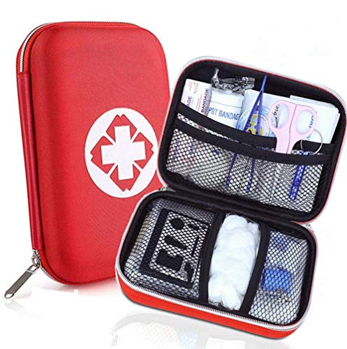 zimohe Botiquín de Primeros Auxilios, Mini Kit de Supervivencia, Adecuado para El Coche, Hogar, Camping, Caza, Viajes, Aire Libre o Deportes- Rojo