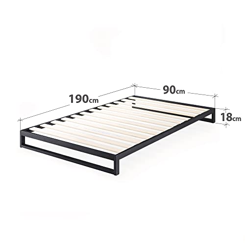 ZINUS Trisha Estructura de cama metálica de 18 cm, Base para colchón, Somier de láminas de madera, Para adultos, niños, adolescentes, 90 x 190 cm, Negro