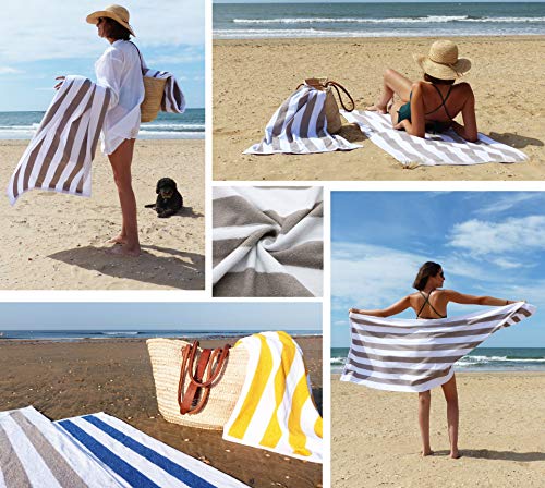 ZOLLNER 2 Toallas de Playa y Piscina a Rayas Grises, 70x180 cm