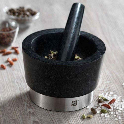 ZWILLING Mortero de especias con mazo, Altura: 10 cm, Ø 11 cm, Granito, Negro