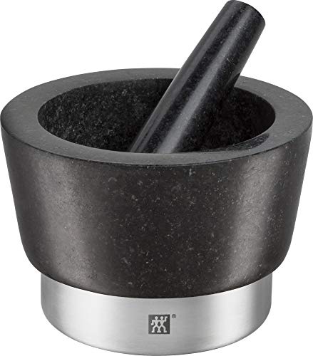 ZWILLING Mortero de especias con mazo, Altura: 10 cm, Ø 11 cm, Granito, Negro