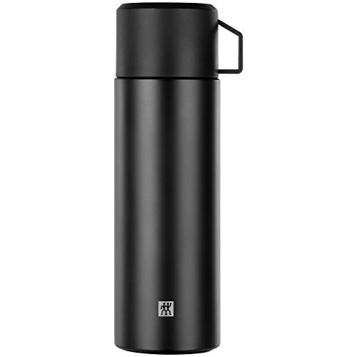 ZWILLING THERMO Botella térmica, Taza integrada, Termo, Aislamiento de doble pared, 1 L, Altura: 28,1 cm, Negro