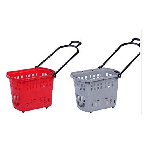 1 UNIDS Carro Rectangular De Cuatro Ruedas, Cesta De La Compra De Supermercados Con Asa, Capacidad De Carga Fuerte, Gruesa Y Práctica. (Color : 51cm*38cm*38cm, Size : Gray)