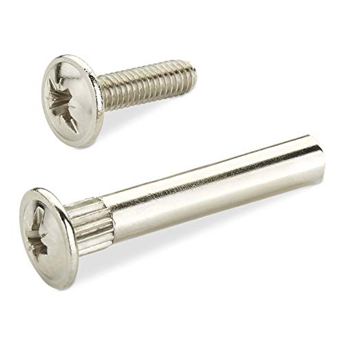 10 piezas SOTECH Tornillos de conexión CONNECT Ø 5 mm con rosca M4 Tornillo de unión con taco de fijación Acero niquelado para madera de 31-40 mm de espesor